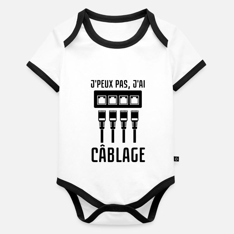 Câblage réseau informatique Body Bébé bio contrasté manches courtes