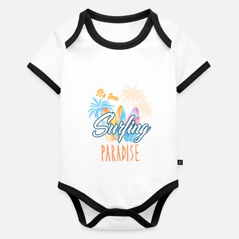 Surfing Surf Surfer Organic Baby Contrasting Bodysuit