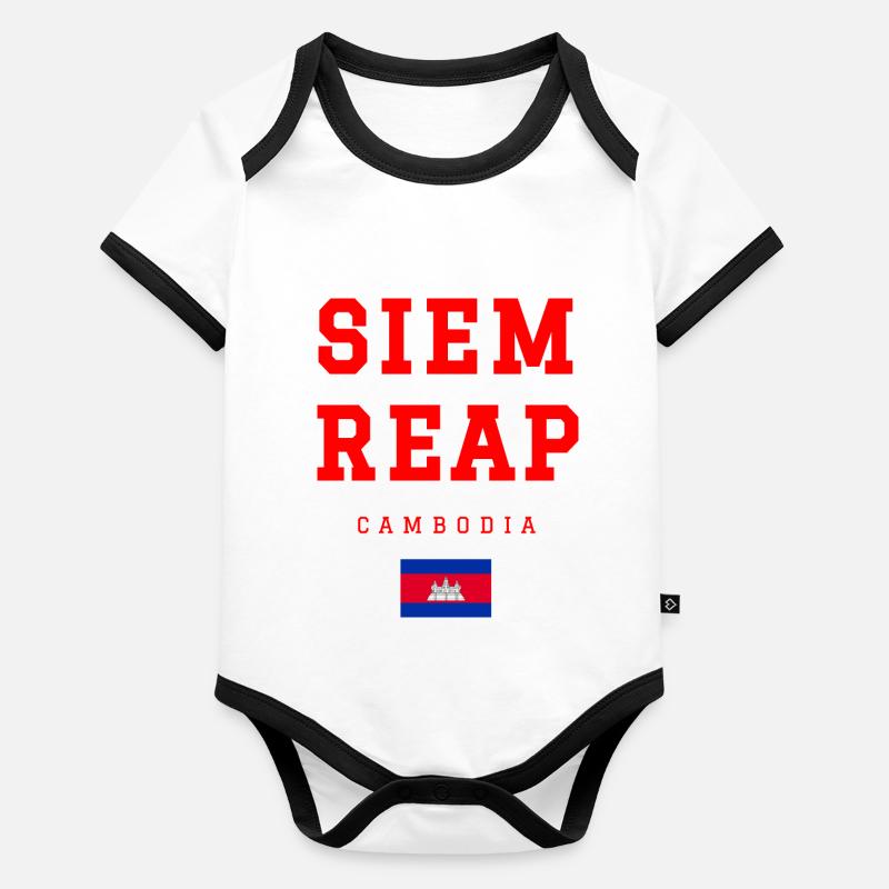 Siem Reap, Cambodge Body Bébé bio contrasté manches courtes