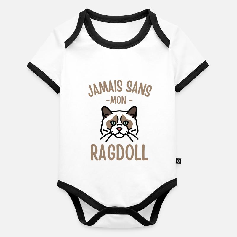 Jamais sans mon chat ragdoll 2 Body Bébé bio contrasté manches courtes