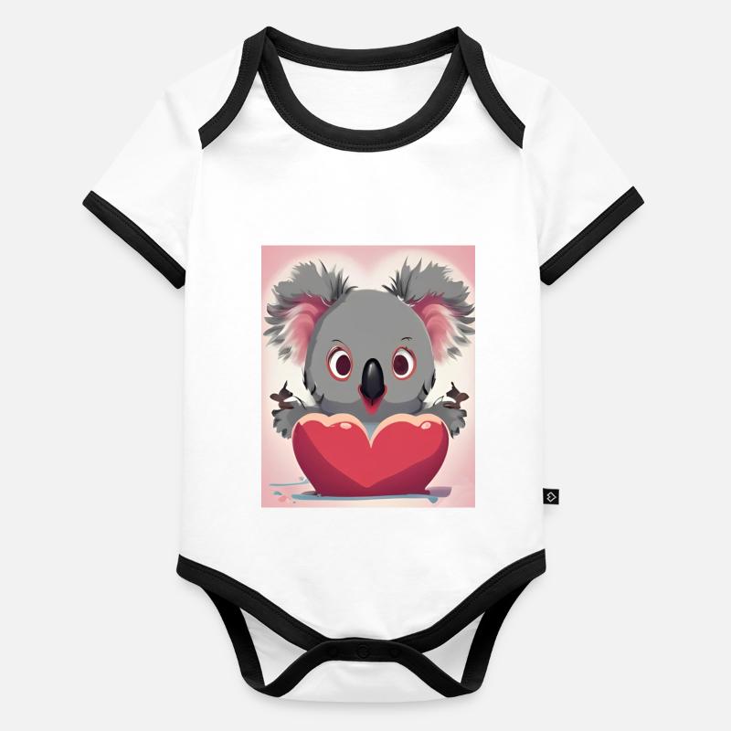 Petit Koala Body Bébé bio contrasté manches courtes