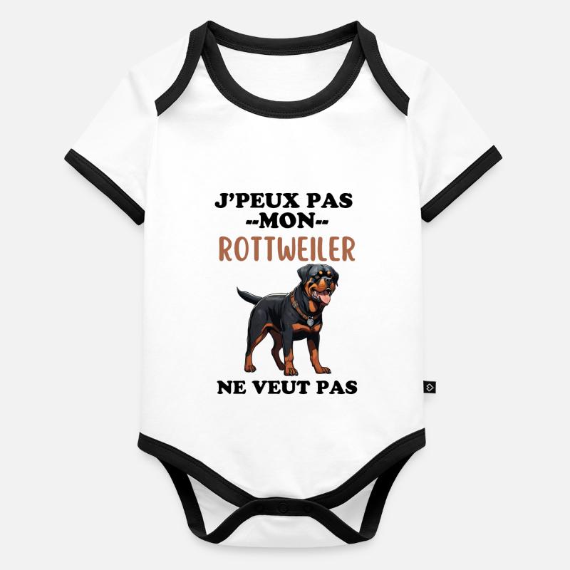 Rottweiler Body Bébé bio contrasté manches courtes