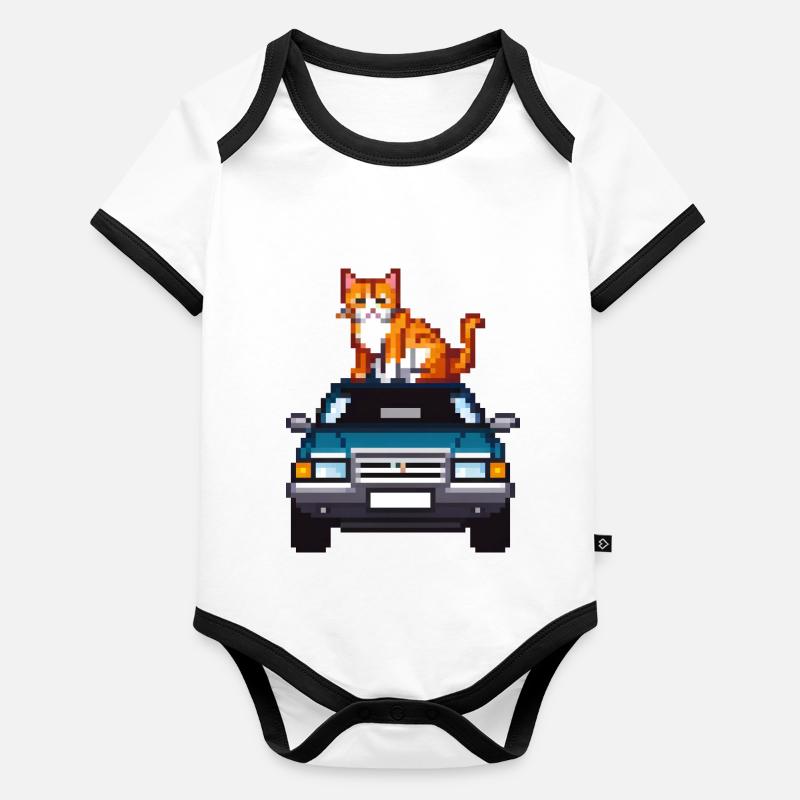 Cat Commander Roadtrip Baby Bio-Kurzarm-Kontrastbody