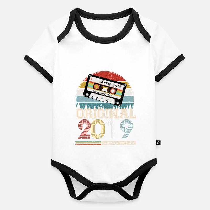 Vintage 2019 5 Year Anniversary Gift Organic Baby Contrasting Bodysuit