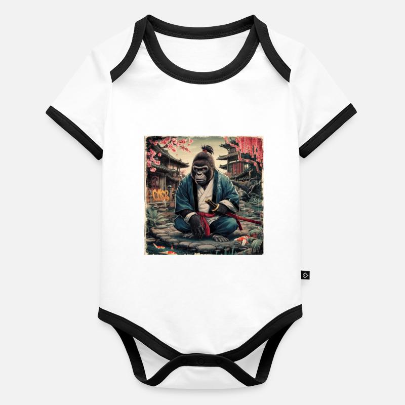 T-shirt Gorille 9 Body Bébé bio contrasté manches courtes