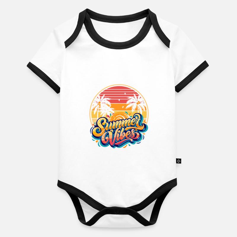 Summer vibes retro sunset Organic Baby Contrasting Bodysuit