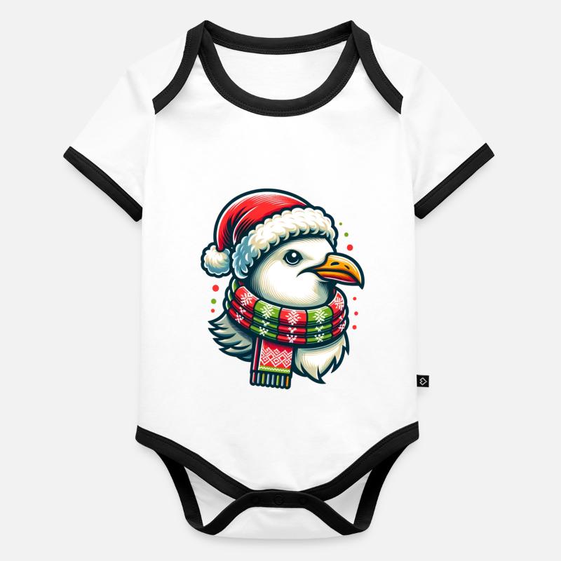 Moin Seagull Noël - Body Bébé bio contrasté manches courtes - 