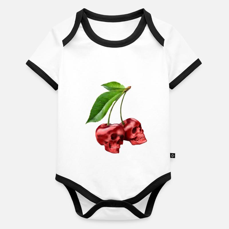 Cerises Crânes Cerisier Crâne Body Bébé bio contrasté manches courtes