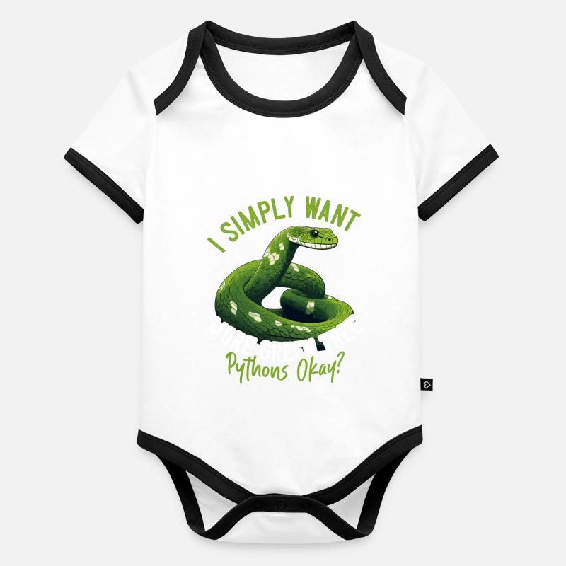 Python arborescent vert Body Bébé bio contrasté manches courtes