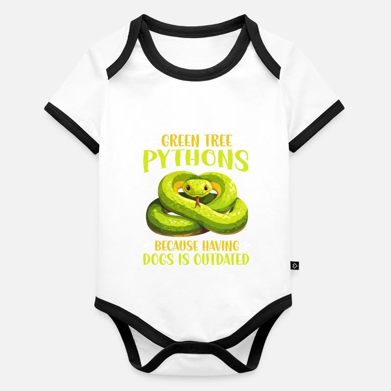 Python arborescent vert Body Bébé bio contrasté manches courtes