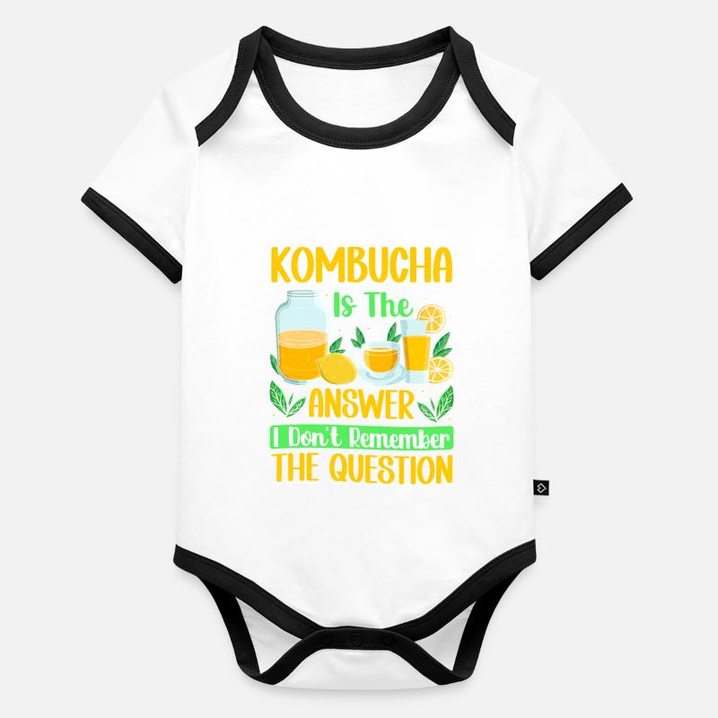 Boissons fermentées Kombucha Scoby Body Bébé bio contrasté manches courtes
