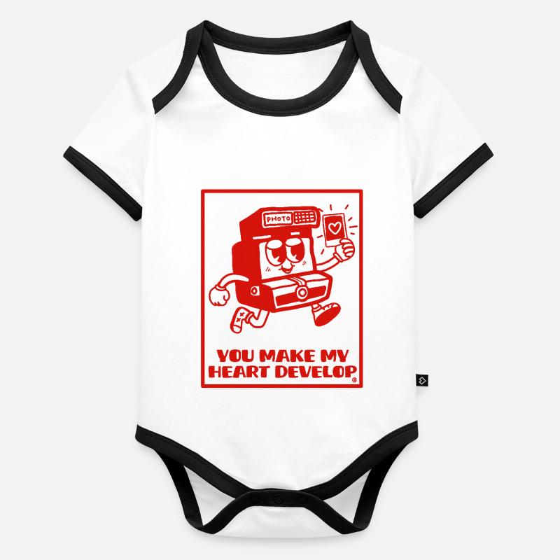 Tu fais développer mon coeur - Design amoureux Body Bébé bio contrasté manches courtes