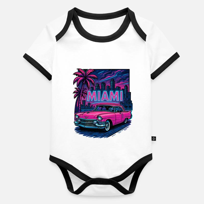 Ville de Miami Body Bébé bio contrasté manches courtes