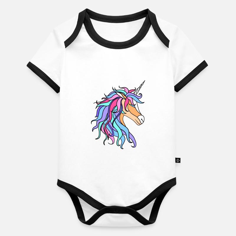 licorne colorée Body Bébé bio contrasté manches courtes