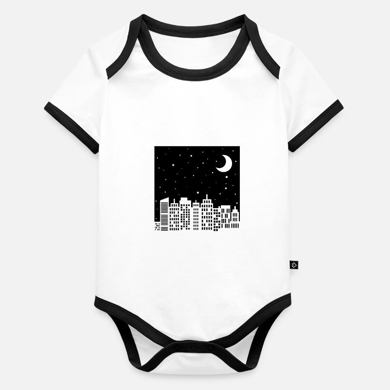 Night sky skyline Organic Baby Contrasting Bodysuit