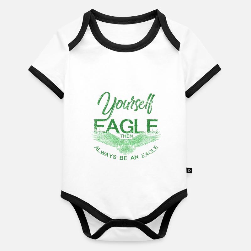 Eagle vintage bird freedom eagle head gift Organic Baby Contrasting Bodysuit