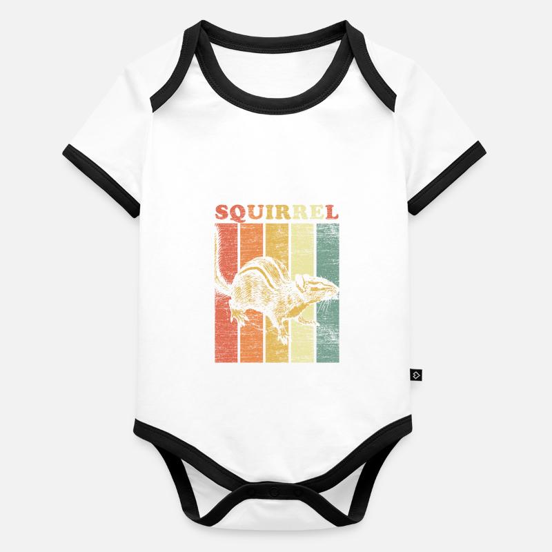 Eichhörnchen Nüsse Wald Baum Tier Geschenk vintage Baby Bio-Kurzarm-Kontrastbody
