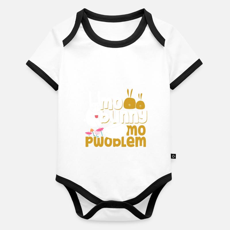 Kein Hase Kein Problem Kaninchen Tier Geschenk Baby Bio-Kurzarm-Kontrastbody