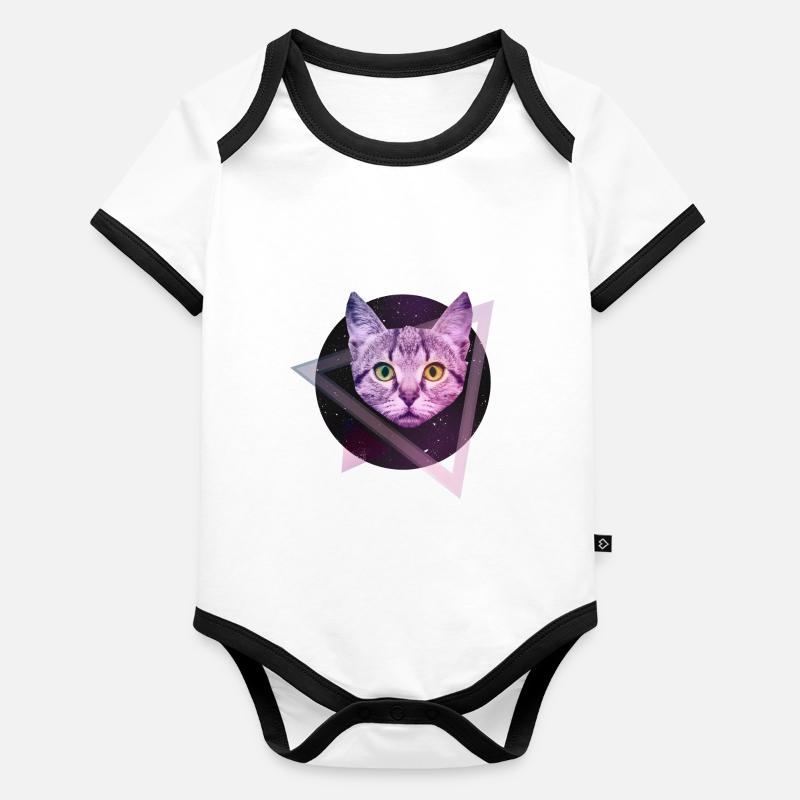 Chat de l'espace Body Bébé bio contrasté manches courtes