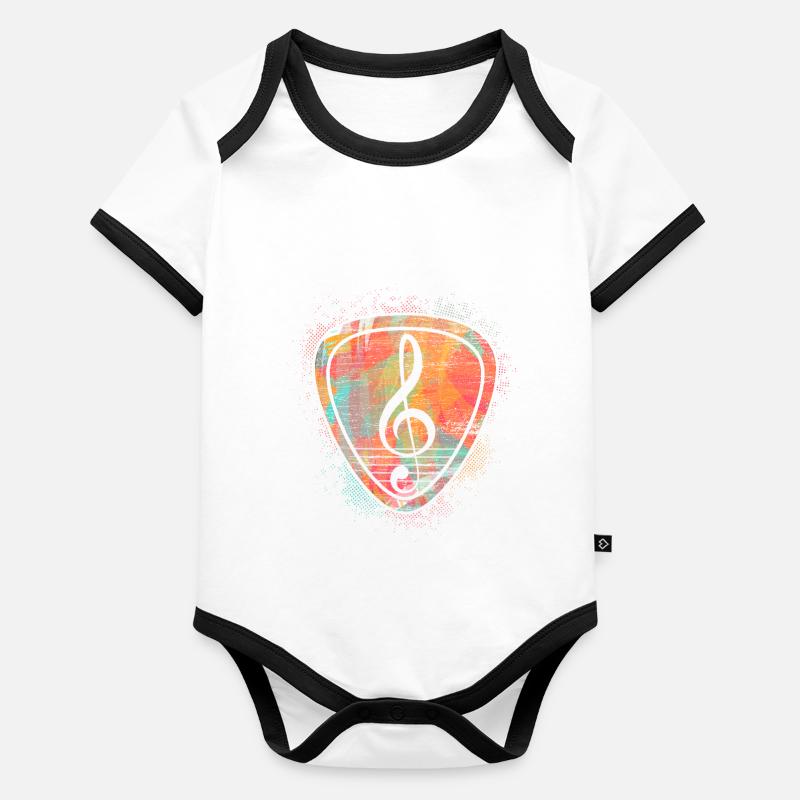 Clef treble clef guitar plectrum Organic Baby Contrasting Bodysuit