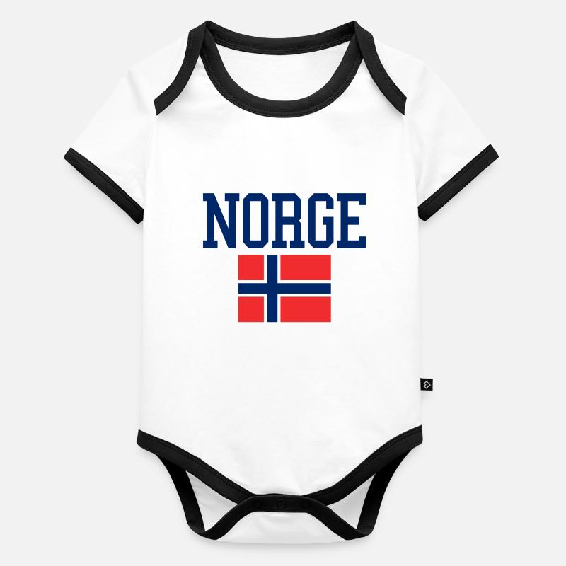 Norvège souvenir de vacances Body Bébé bio contrasté manches courtes
