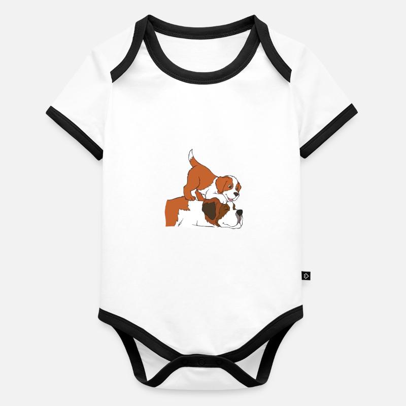 St. Bernard with puppy Organic Baby Contrasting Bodysuit