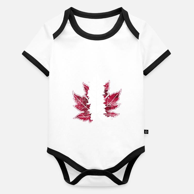 Kanada Geschenk Ahornblatt Baby Bio-Kurzarm-Kontrastbody
