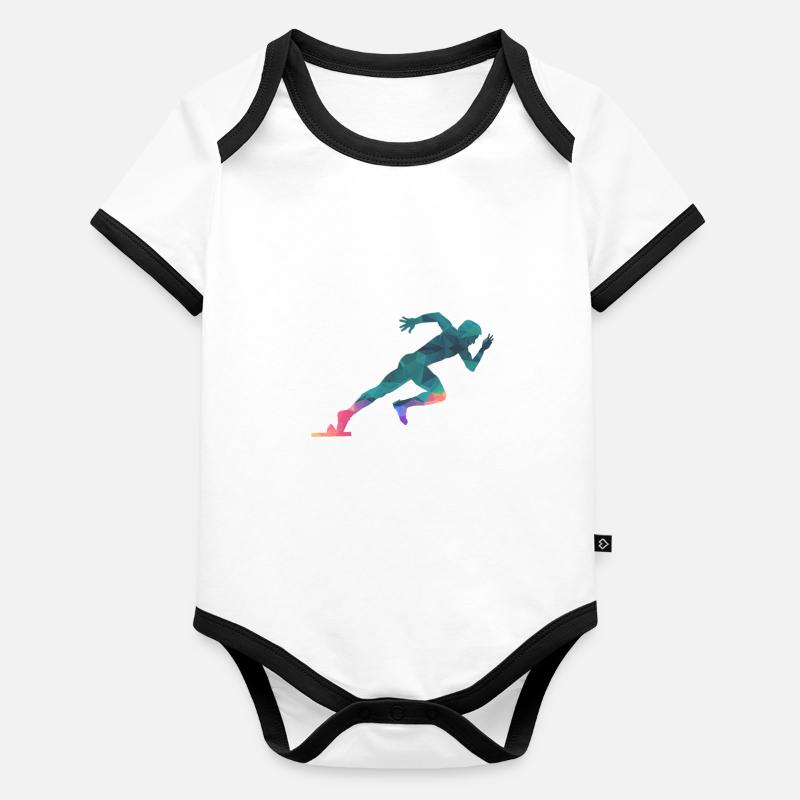 Sprinter sprinting runner Organic Baby Contrasting Bodysuit