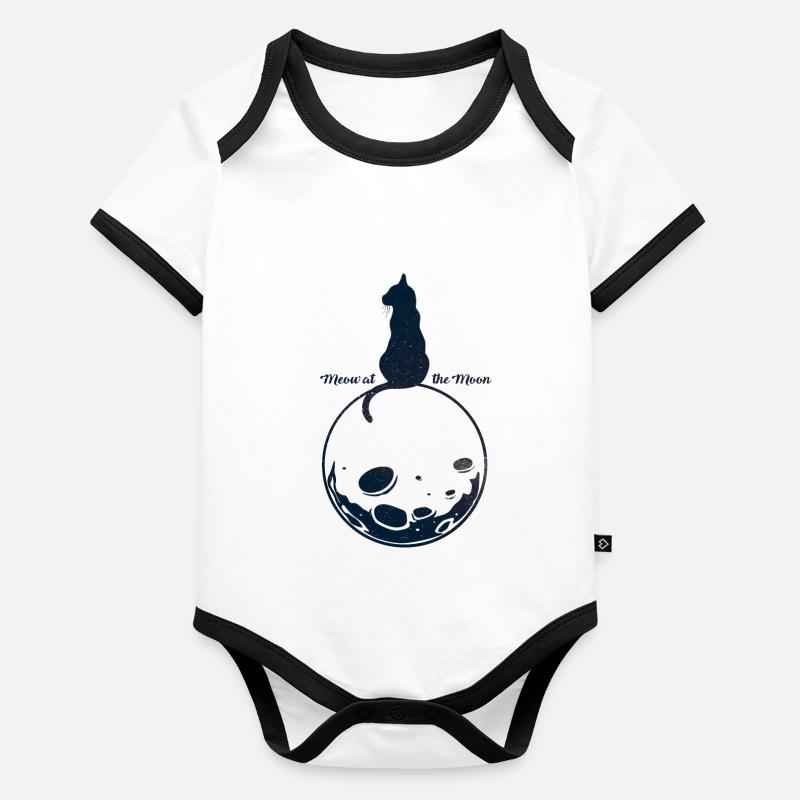 Chat noir Body Bébé bio contrasté manches courtes