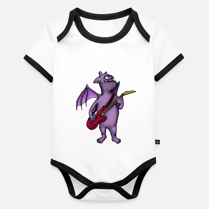 Kobold Gitarrist lila Baby Bio-Kurzarm-Kontrastbody