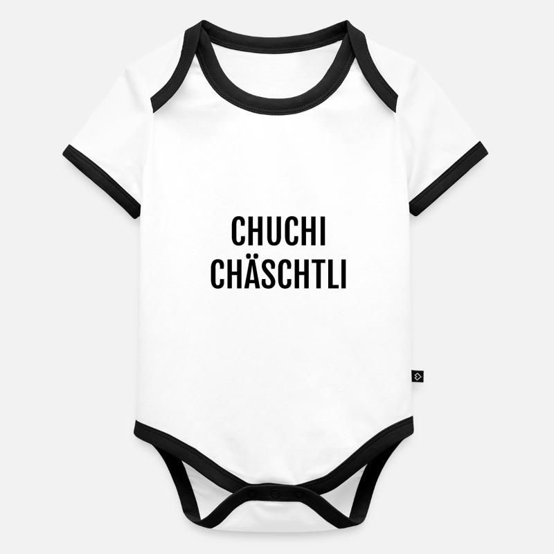 Conception suisse allemande drôle: Chuchichäschtli Body Bébé bio contrasté manches courtes