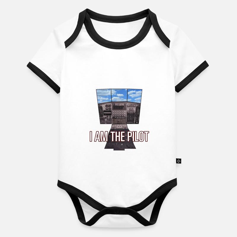 I AM THE PILOT, 3D Game, Cockpit Himmel - Geschenk Baby Bio-Kurzarm-Kontrastbody