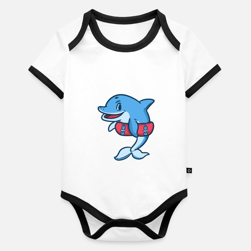 Delfin Body Bébé bio contrasté manches courtes