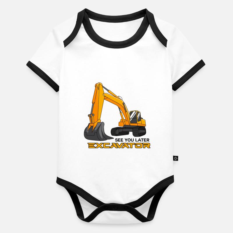 Excavator Dredge Driver Worker Funny Gift Organic Baby Contrasting Bodysuit