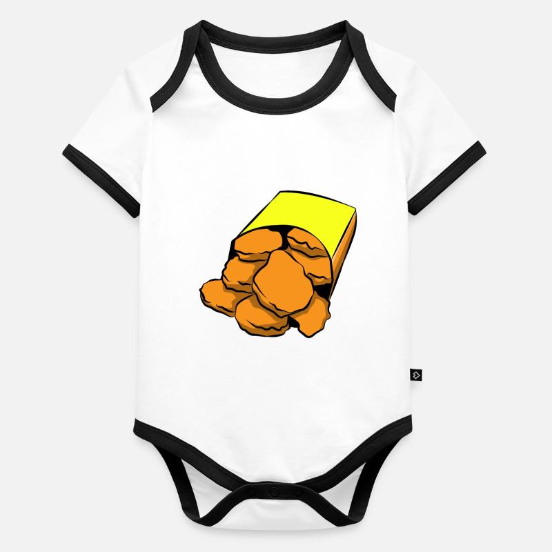 Cadeau de restauration rapide pépite de poulet Noug Nuggs Body Bébé bio contrasté manches courtes