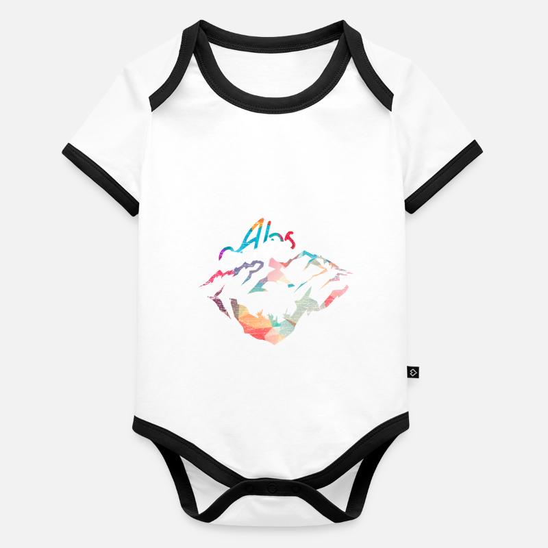 Cadeau polygone Alpes Body Bébé bio contrasté manches courtes