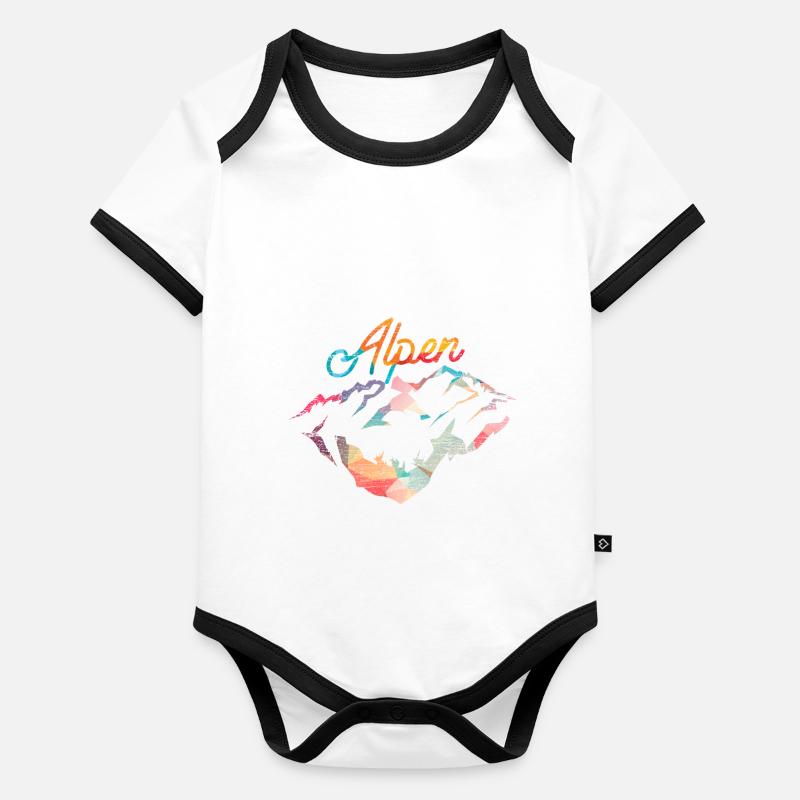 Cadeau polygone Alpes Body Bébé bio contrasté manches courtes