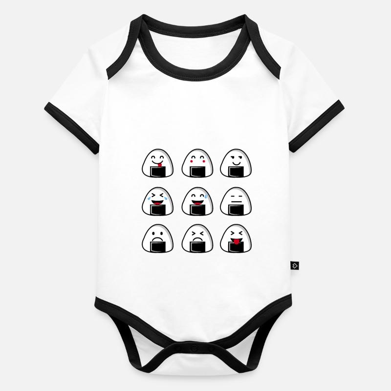Emoticônes Sushi Body Bébé bio contrasté manches courtes