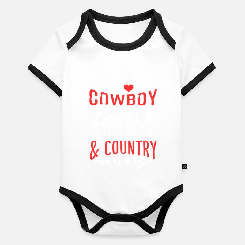 Cow-boy Body Bébé bio contrasté manches courtes