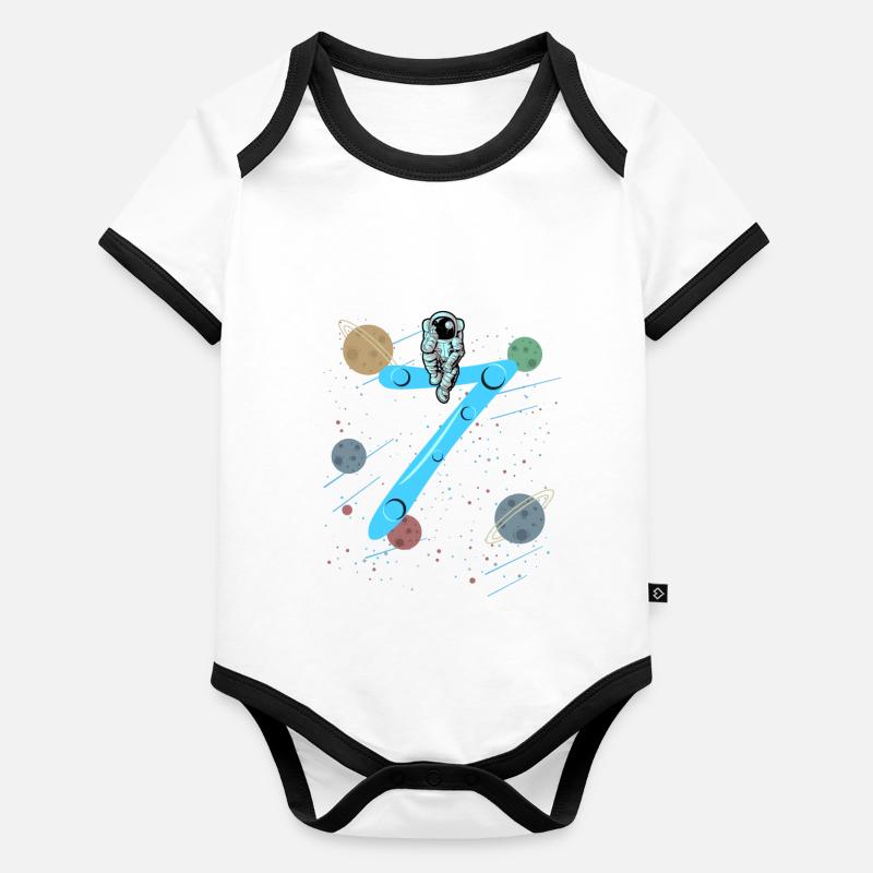 Kinder 7. Geburtstag Shirt Astronaut Junge 7 Jahre Baby Bio-Kurzarm-Kontrastbody