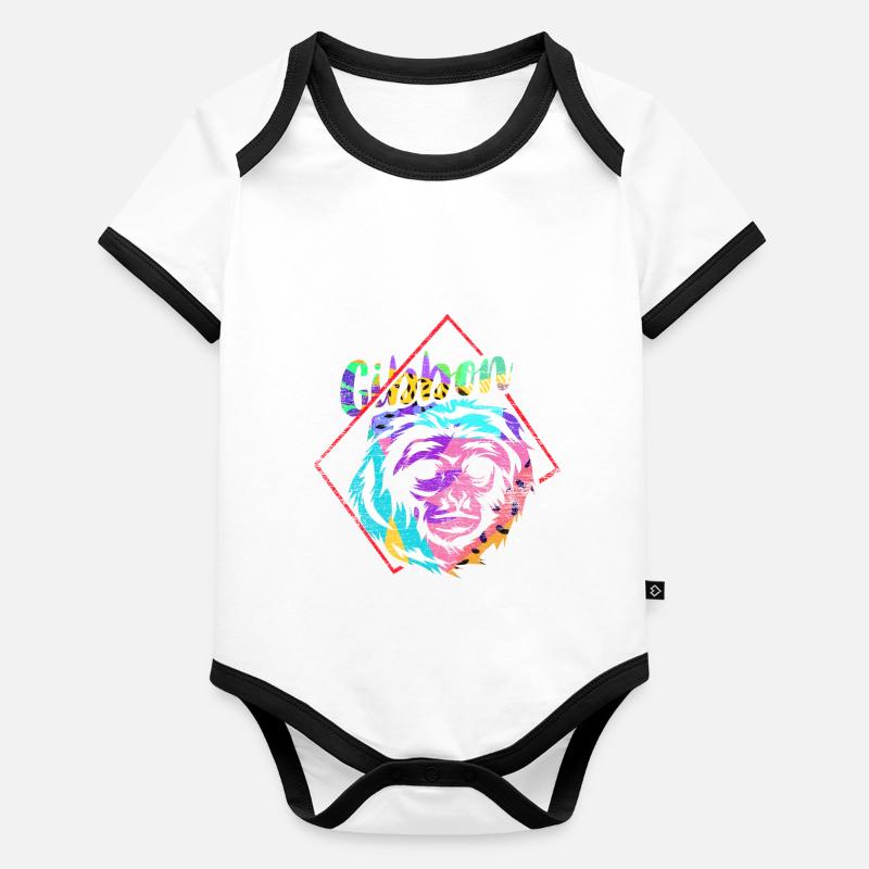 Gibbon Geschenk Baby Bio-Kurzarm-Kontrastbody