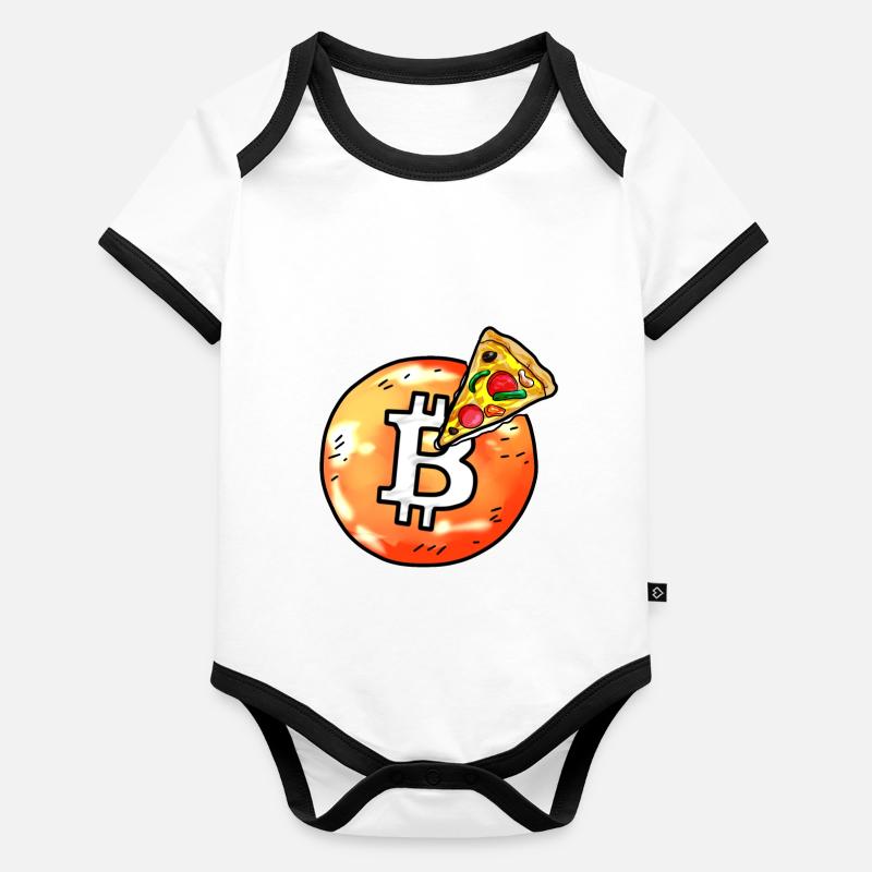 bitcoin pizza BTC Crypto monnaie Blockchain Body Bébé bio contrasté manches courtes