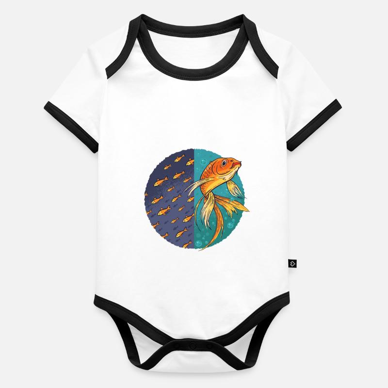 Goldfish and fish Organic Baby Contrasting Bodysuit