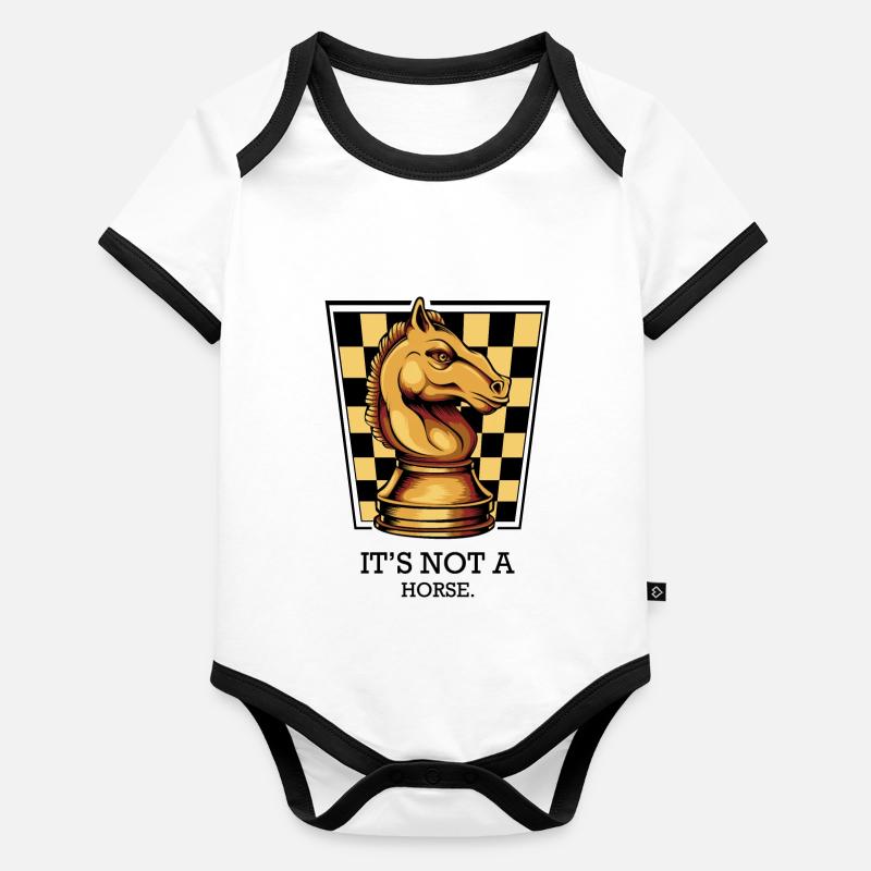 Schach Springer Pferd Lustige Sprüche GeschenkIdee Baby Bio-Kurzarm-Kontrastbody