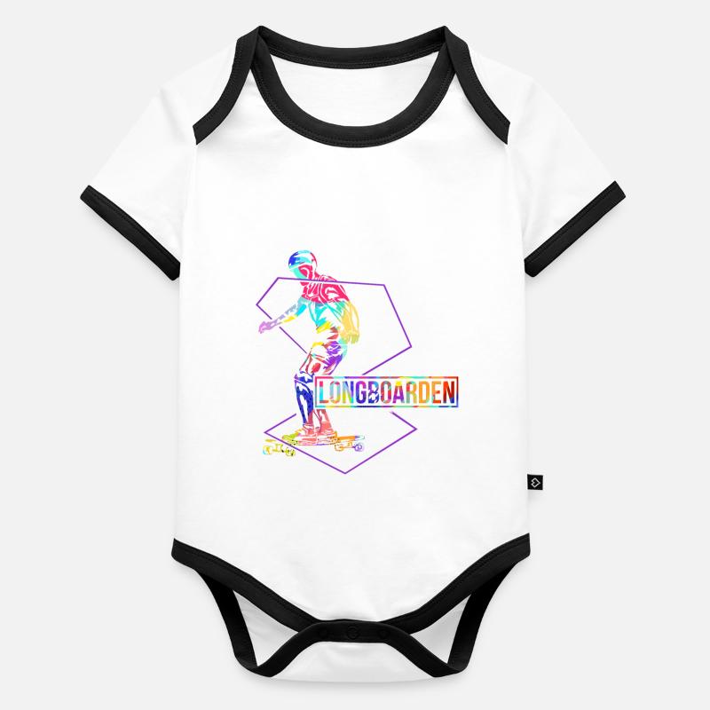 Longboard Polygone Body Bébé bio contrasté manches courtes