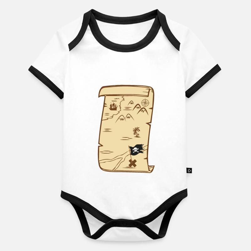 treasure map Organic Baby Contrasting Bodysuit