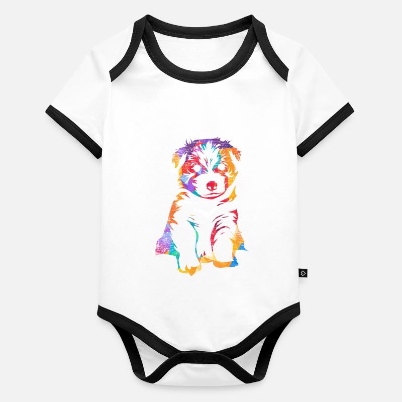 Border collie Organic Baby Contrasting Bodysuit