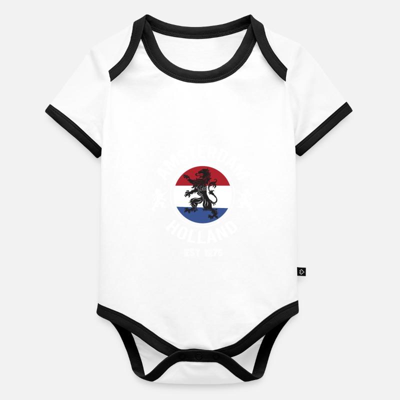 Amsterdam Holland Baby Bio-Kurzarm-Kontrastbody