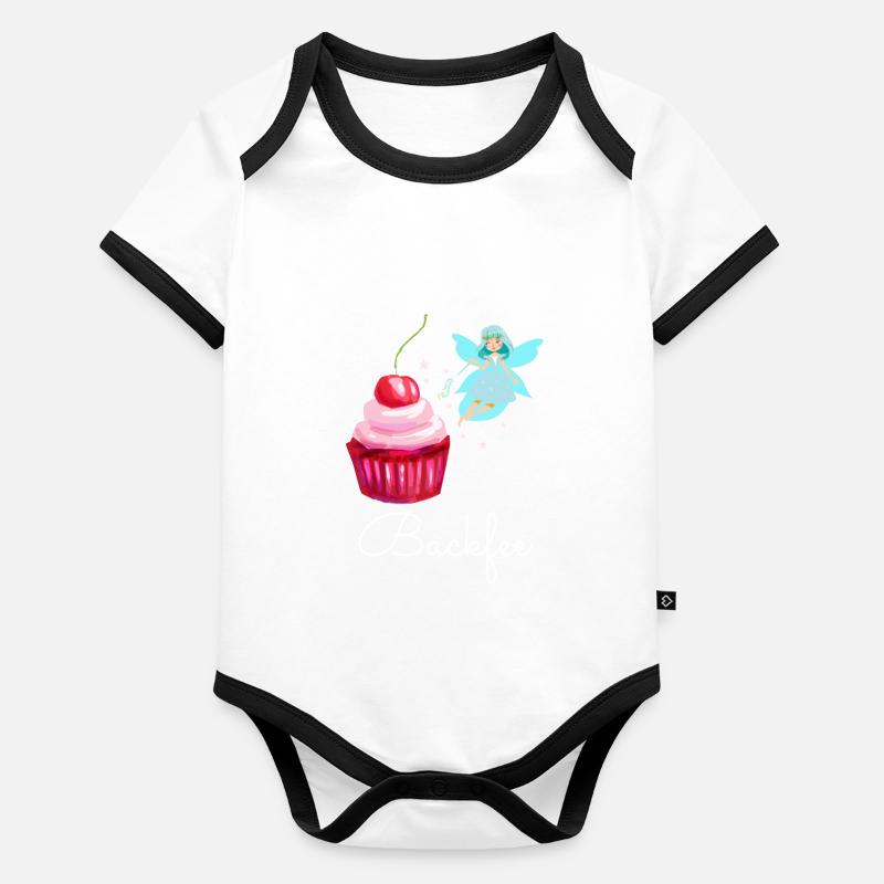 Backfee Backen Bäcker Kuchen Cupcake Fee Törtchen Baby Bio-Kurzarm-Kontrastbody