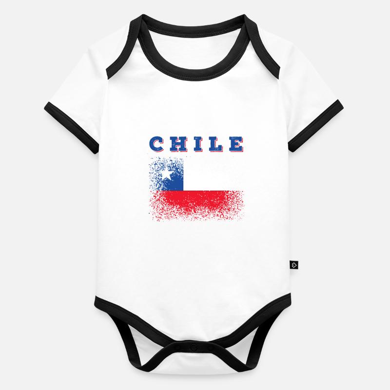Drapeau chilien Body Bébé bio contrasté manches courtes